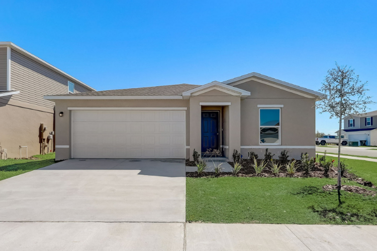 A house with a garage.
