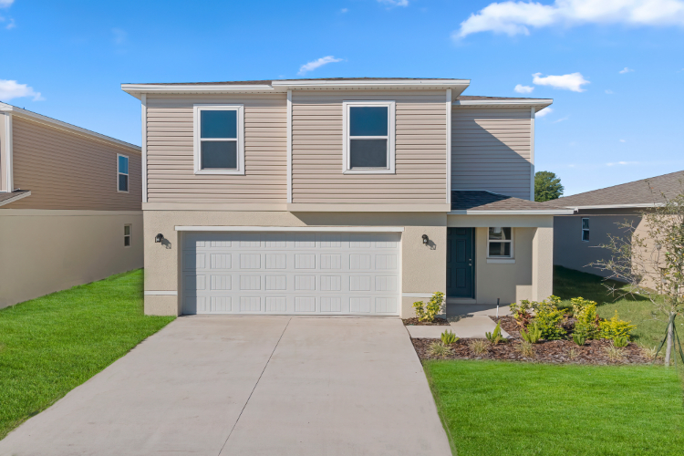 A house with a garage.